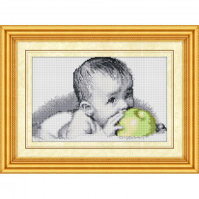 Набор для рисования камнями алмазная живопись Dream Art Вкуснятина(малыш с яблоком) (квадратные, полная) 30077D
