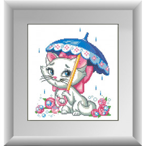 Набор для рисования камнями алмазная живопись Dream Art Кошка под зонтиком (квадратные, полная) 30183D