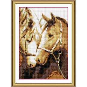 Набор для рисования камнями алмазная живопись Dream Art Преданность(лошади) (квадратные, полная) 30107D