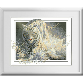 Набор для рисования камнями алмазная живопись Dream Art Белая молния(тигр) (квадратные, полная) 30123D