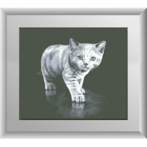 Набор для рисования камнями алмазная живопись Dream Art Серый котёнок (квадратные, полная) 30146D