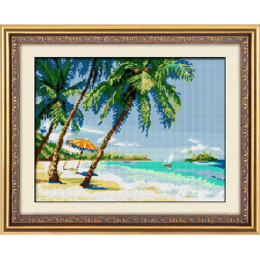 Набор для рисования камнями алмазная живопись Dream Art Тропический пляж (квадратные, полная) 30161D