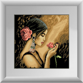Набір для малювання камінням алмазна живопис Dream Art Іспанка з квіткою (квадратні, повна) 30168D