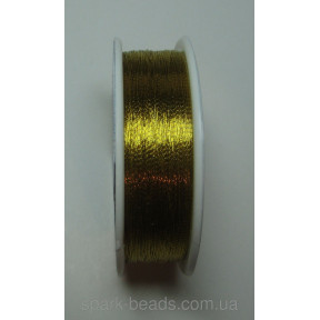Металлизированная нить круглая Люрекс Аллюр 100-15 золото оливковое темное 100м