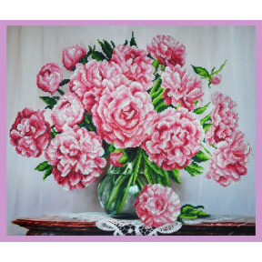 Набір для вишивання Картини Бісером Р-290 Букет рожевих півонії