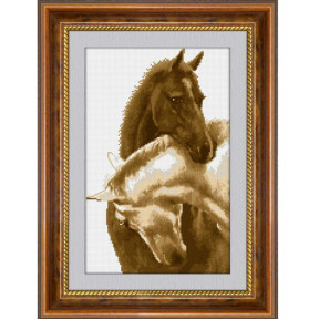 Набор для рисования камнями алмазная живопись Dream Art Пара лошадей (квадратные, полная) 30306D