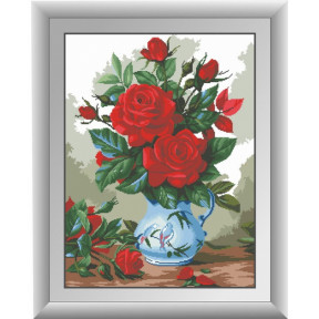 Набор для рисования камнями алмазная живопись Dream Art Красные розы (квадратные, полная) 30301D