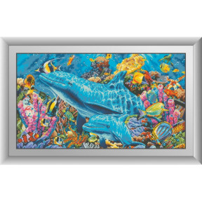 Набор для рисования камнями алмазная живопись Dream Art Дельфины в океане (квадратные, полная) 30320D