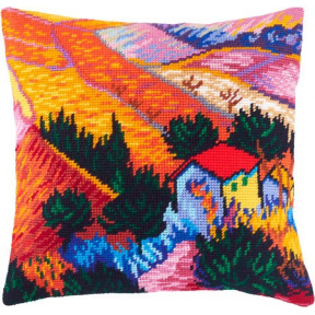 Набор для вышивки подушки Чарівниця V-158 «Пейзаж с домом и работником», В. ван Гог