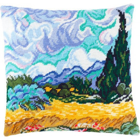 Набір для вишивки подушки Чарівниця V-159 «Пшеничне поле з кипарисом», В. ван Гог