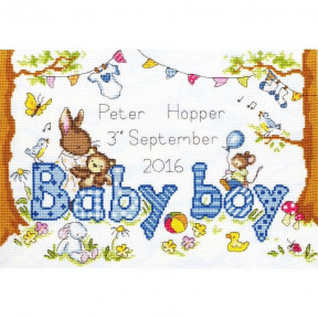 Набор для вышивания крестом Bothy Threads XKG3 Bunny Love - Boy Метрика для мальчика