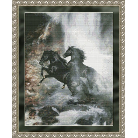 Набір для вишивання Kustom Krafts 97157 Waterfall Horses фото
