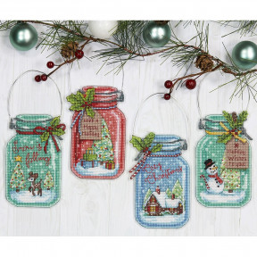 Набір для вишивання Dimensions 70-08964 Christmas Jar Ornaments / Різдвяні баночки