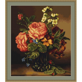Набір для вишивки хрестиком Luca-S Ваза з трояндами і квітами B491