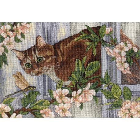 Оригинал вышивки «Кот.Любимой цветы.»