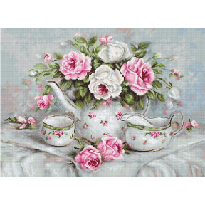 Набір для вишивання хрестиком Luca-S BA2317 Чайний сервіз та троянди