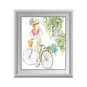 Набор для рисования камнями алмазная живопись Dream Art Девушка с велосипедом (квадратные, полная) 30456D