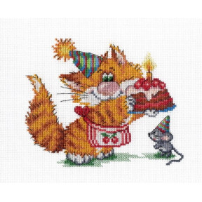 Набор для вышивки крестом МП Студия НВ-352 Рыжий кот.День рождения