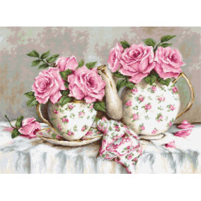 Набір для вишивання хрестиком Luca-S B2320 Ранковий чай та троянди