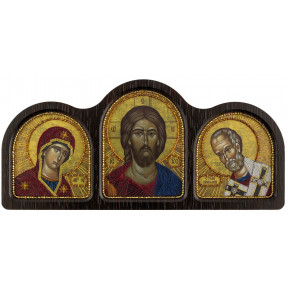 Набор для вышивания бисером Нова Слобода СЕ-6005 Триптих Богородица, Спаситель, Николай Чудотворец
