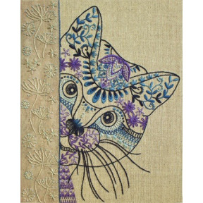 Набор для вышивания нитками (декоративные швы) Марічка НКШ-4011  Любопытный кот