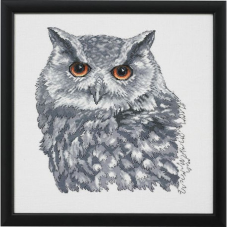 Набор для вышивания Permin 70-4112 Owl in grey фото