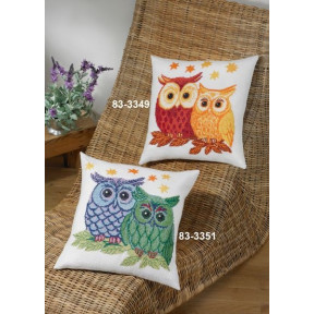 Набор для вышивания PERMIN 83-3351 Owls blue/green фото