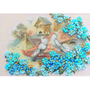 Набор для вышивания лентами Марічка НЛ-4035 "Верные голуби" фото