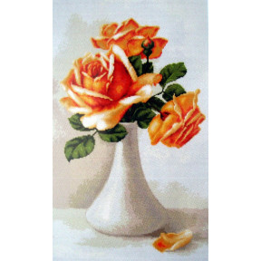 Набір для вишивання хрестиком Luca-S Помаранчеві троянди у вазі