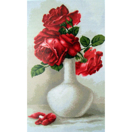 Набор для вышивки крестом Luca-S Красные розы в вазе B506 фото