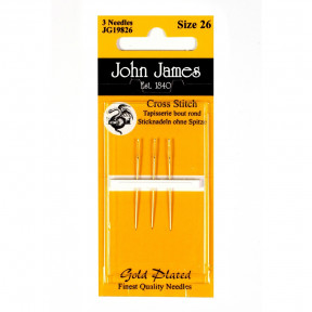 Набір голених голок покритих золотом №26 (3 шт) John James