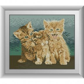 Набор для рисования камнями алмазная живопись Dream Art Три котенка (квадратные, полная) 30684D