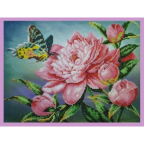Набір для вишивання Картини Бісером Р-287 Півонія з метеликом