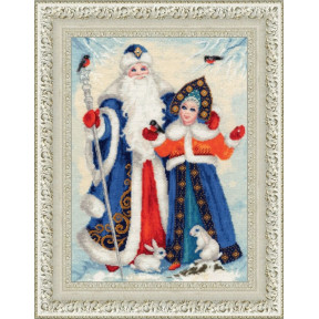 Набор для вышивки крестом Золотое Руно СО-015 Дед Мороз и Снегурочка