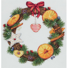 Набор для вышивки крестом Panna ПС-7055 Венок с апельсином и корицей