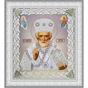 Набор для вышивания бисером  Картины Бисером Р-370 Икона Святителя Чудотворца (серебро) ажур