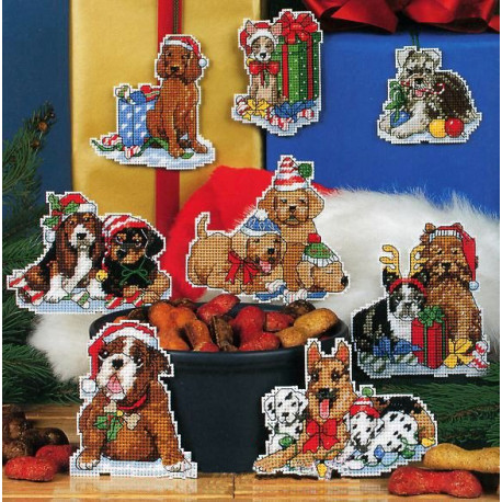 Набор для вышивания крестом Classic Design Новогодние собаки