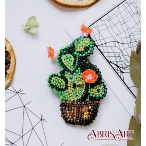 Набір для вишивання бісером прикраси на натуральному художньому холсті Абрис Арт AD-032 Кактус