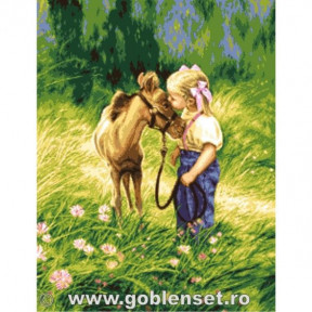 Набор для вышивания гобелен Goblenset G1082 Девочка с пони фото