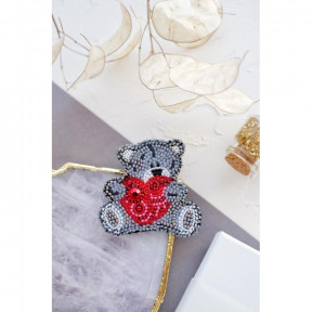 Набор для вышивки бисером украшения на натуральном художественном холсте Абрис Арт AD-056 Влюбленный мишка