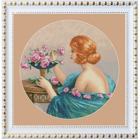Набор для вышивания крестиком OLanTa VN-112 Девушка с розами