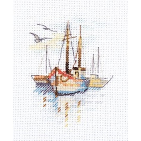 Набор для вышивки крестом Алиса Лодки на рассвете 0-196 фото