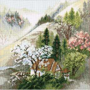 Набор для вышивки крестом Чарівна Мить Уютный домик у горного ручья М-365