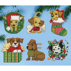 Набір для вишивання Design Works Christmas Pups 5920 фото