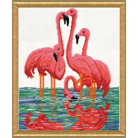 Набір для вишивання Design Works Flamingos 3272 фото