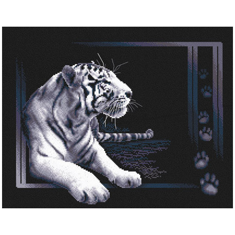 Набор для вышивки крестом Panna Ж-0277 Белый тигр фото