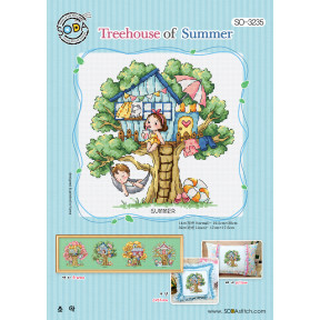 Схема для вышивки нитками крестиком Soda Stitch Treehouse of Summer//Летний домик на дереве SODA Stitch