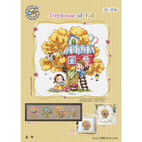 Схема для вышивки нитками крестиком Soda Stitch Treehouse of Fall//Осенний домик на дереве SODA Stitch