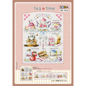 Схема для вишивки нитками хрестиком Soda Stitch Tea Time//Час чаю SODA Stitch