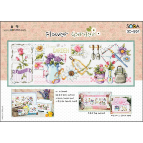 Схема для вышивки нитками крестиком Soda Stitch Flower Garden//Цветочный сад SODA Stitch